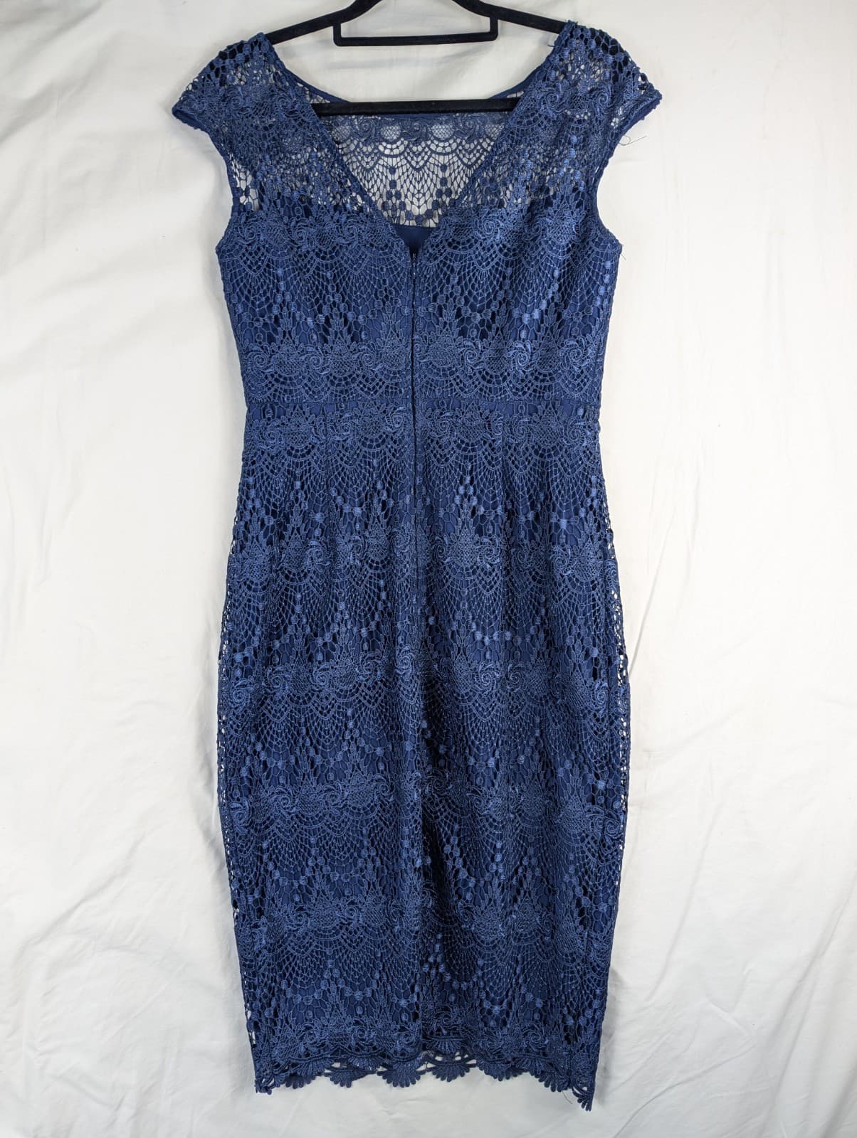 Anthea Crawford Dress Blue Lace Wiggle Cocktail Wedding Old Money Size AUS 8 — photo 6 of 9
