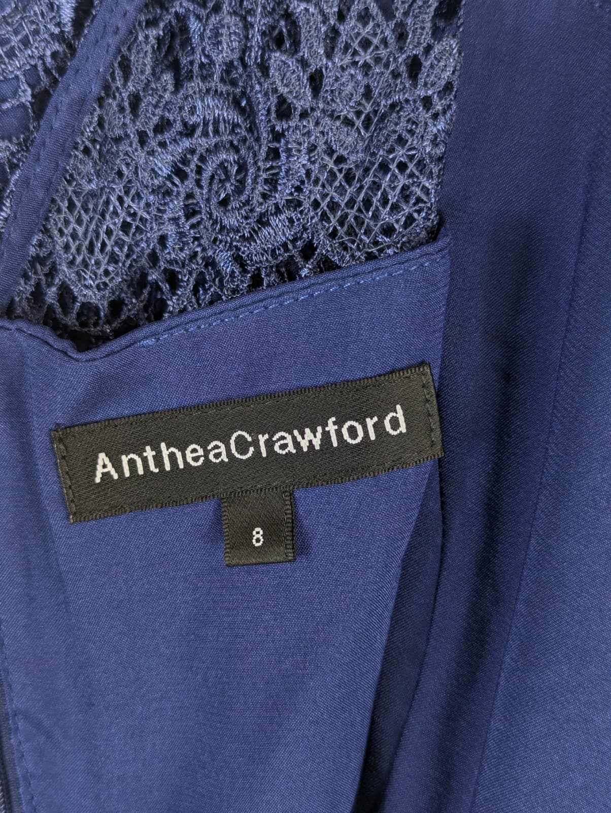Anthea Crawford Dress Blue Lace Wiggle Cocktail Wedding Old Money Size AUS 8 — photo 8 of 9