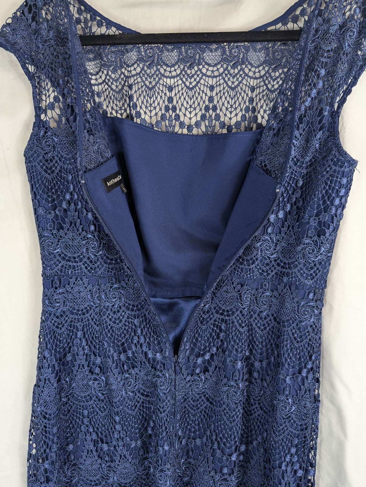 Anthea Crawford Dress Blue Lace Wiggle Cocktail Wedding Old Money Size AUS 8 — photo 9 of 9