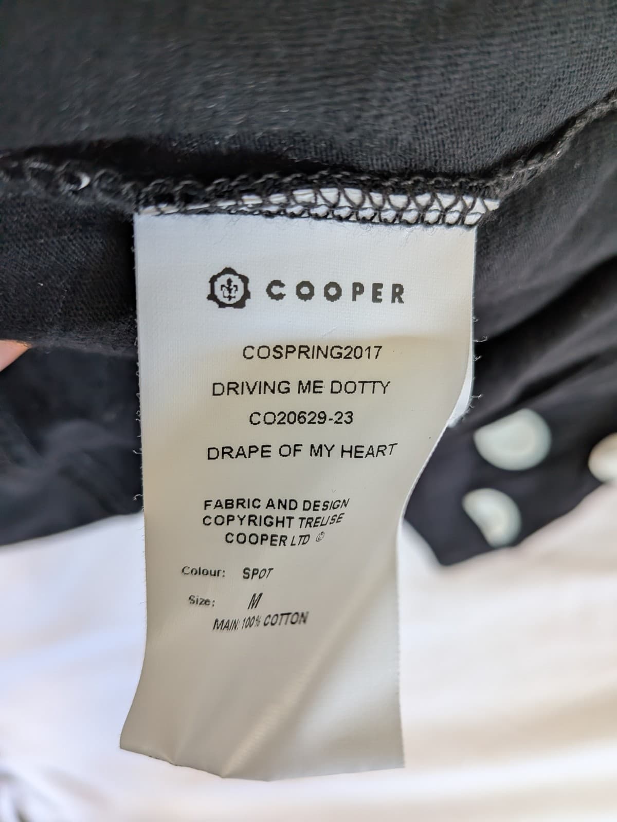 Cooper Driving Me Dotty Drape Jacket Black White Polka Dot Size M Spring 2017 — photo 4 of 6