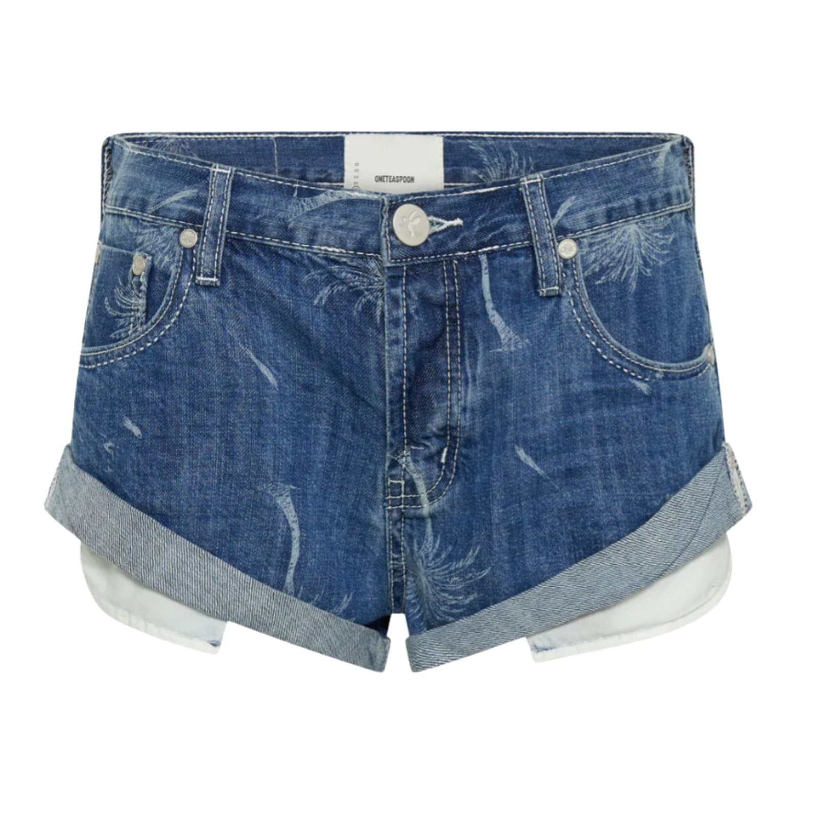 Oneteaspoon Denim Shorts Y2K Palm Tree Distressed Blue Size Aus 12 Us 8 — photo 1 of 14