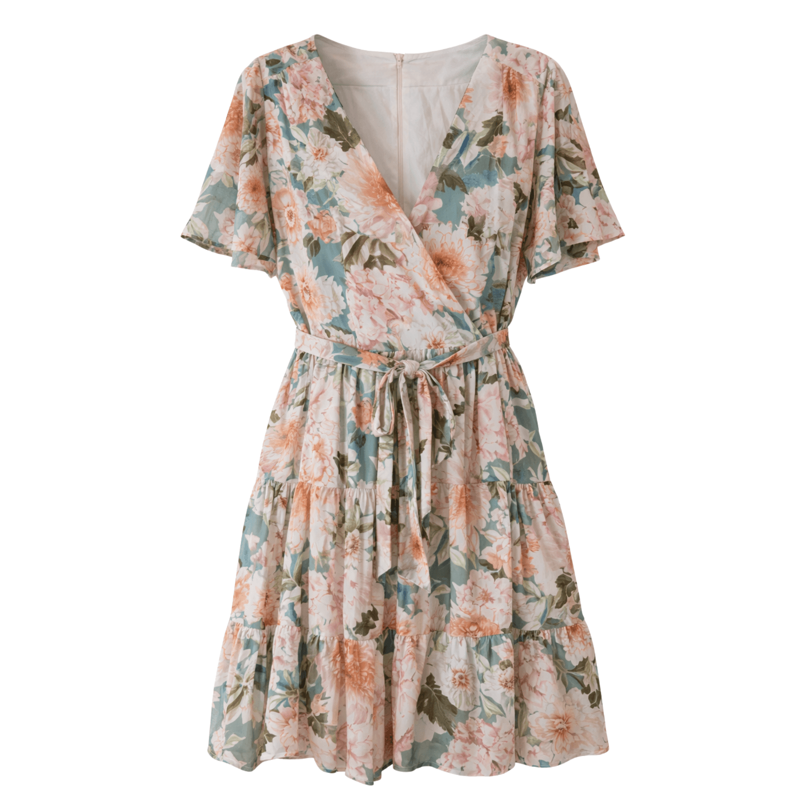 Dotti Dress Floral Tiered V Neck Flutter Sleeve Summer A Line Size Aus 16 US 12 — photo 1 of 11