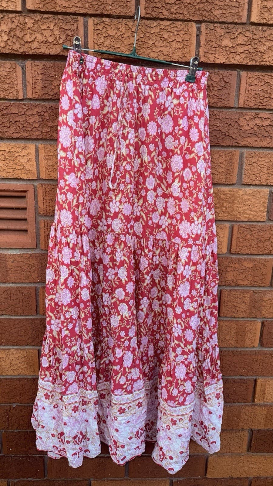 Ally Fashion Womens Floral Maxi Skirt Size 14 Pink Red White — photo 1 of 17