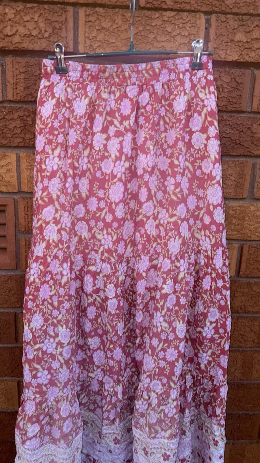 Ally Fashion Womens Floral Maxi Skirt Size 14 Pink Red White — photo 12 of 17