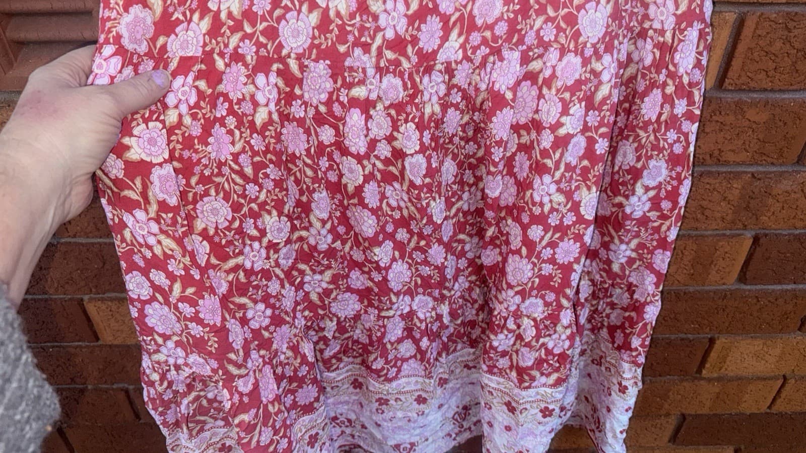 Ally Fashion Womens Floral Maxi Skirt Size 14 Pink Red White — photo 13 of 17