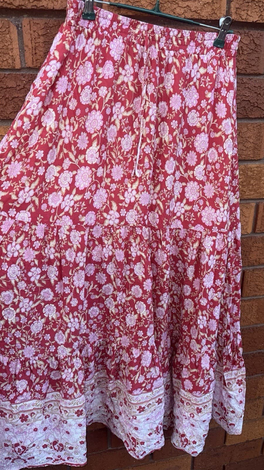 Ally Fashion Womens Floral Maxi Skirt Size 14 Pink Red White — photo 3 of 17