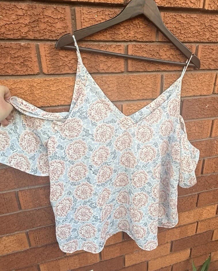 Glassons Cold Shoulder Tank Top Womens 14 Floral Camisole V-Neck Lined — photo 1 of 12