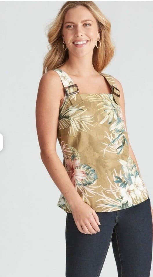 Rockmans Linen Tropical Island Hawaiian Hibiscus Top Blouse — photo 1 of 7