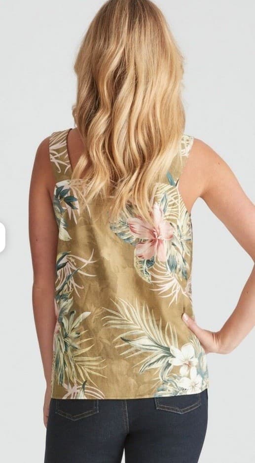 Rockmans Linen Tropical Island Hawaiian Hibiscus Top Blouse — photo 2 of 7