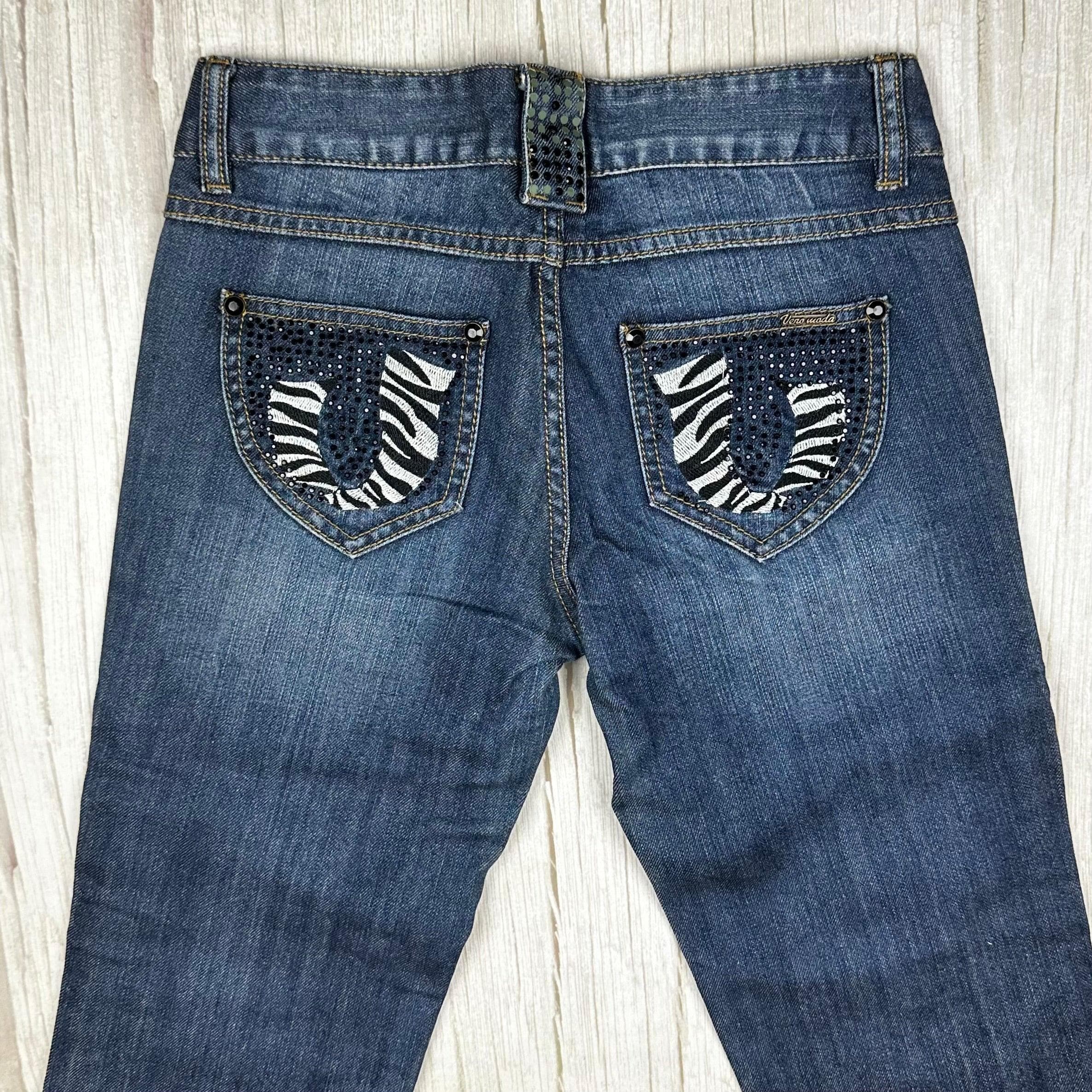 Vero Moda Zebra Trim Slim Straight Jeans- Size 25 Petite — photo 4 of 6