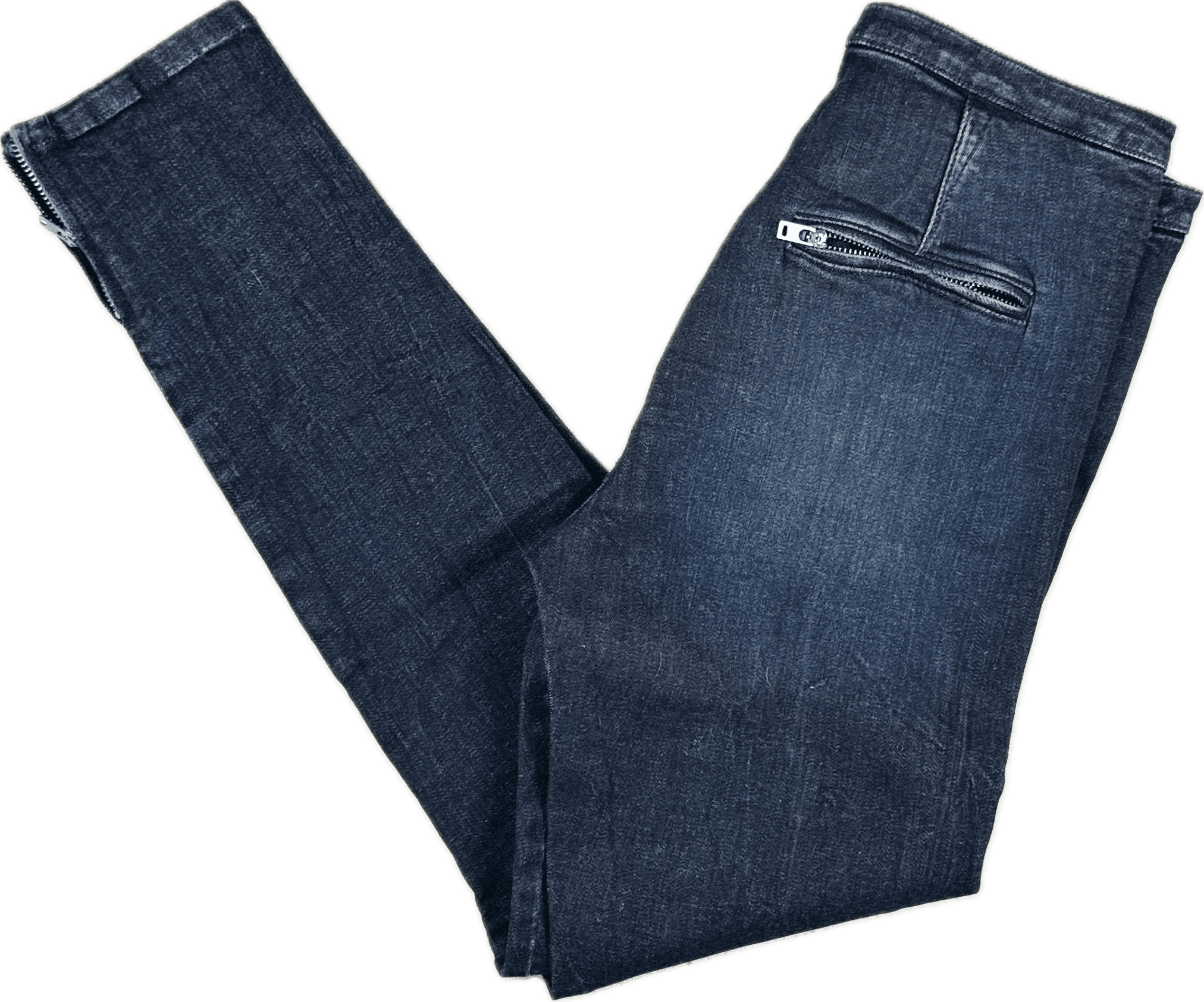 NEW -Italian Designer Lace up Front Moto Jeans Size- 27 — photo 2 of 6
