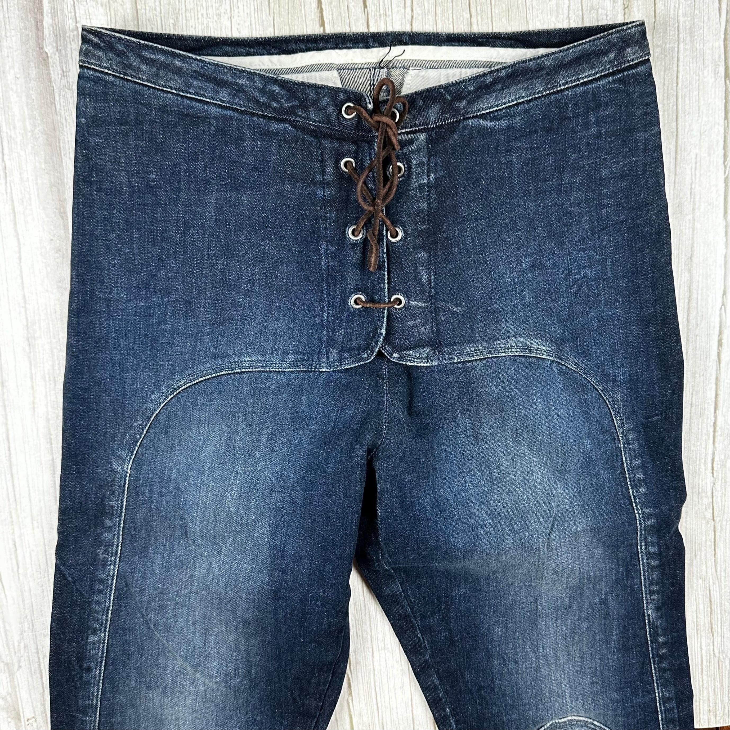 NEW -Italian Designer Lace up Front Moto Jeans Size- 27 — photo 3 of 6