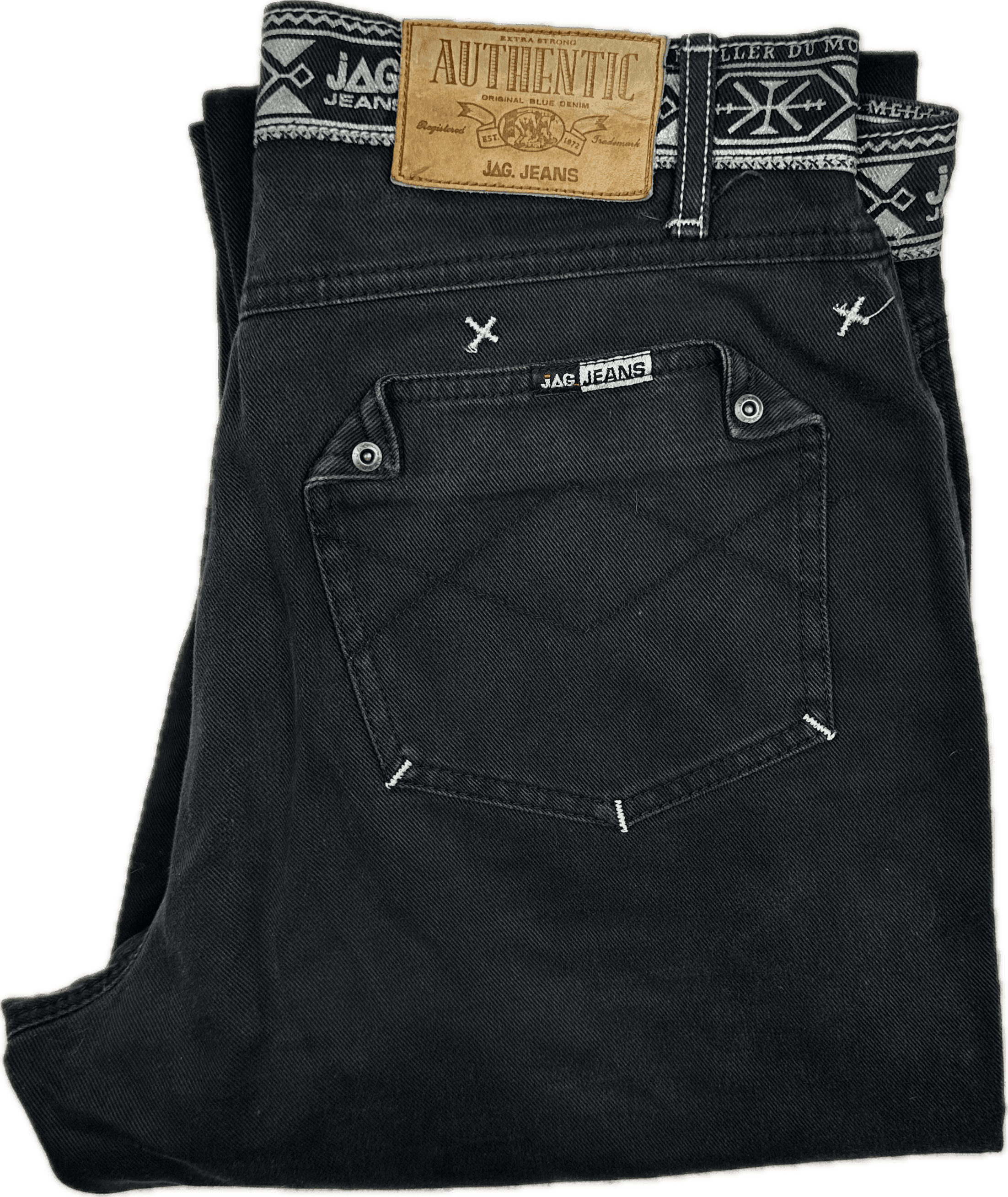 JAG Vintage 1980's Aust. Made Black Aztec Jeans - Suit Size 12/14 — photo 6 of 7