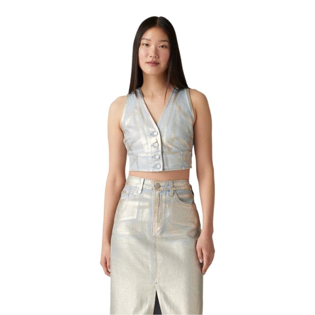 NWT - Levis 'Mona' Denim Corset Top Optical Illusion- Size M — photo 4 of 6