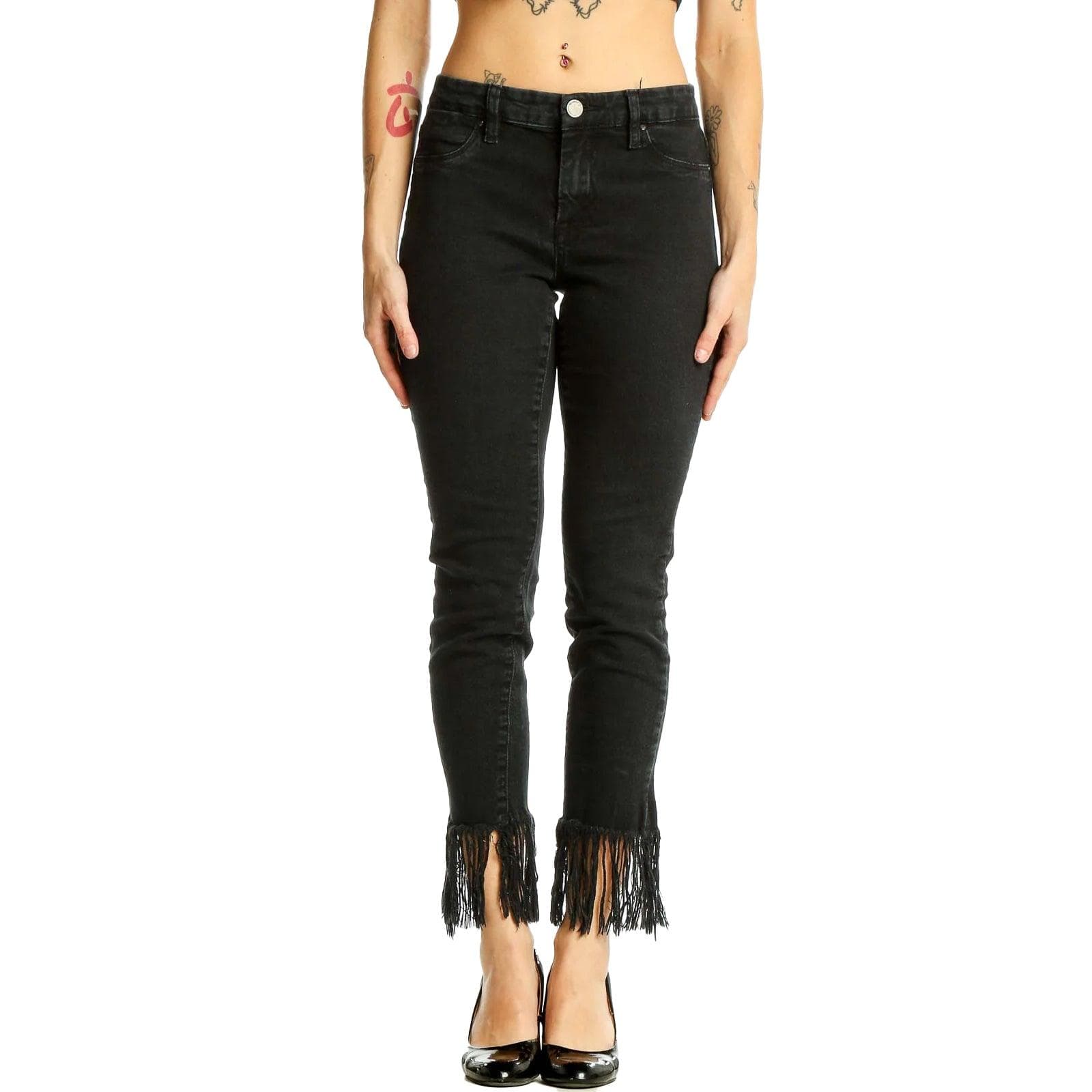 BLANK NYC Black Fringed Hem Skinny Jeans - Size 28 — photo 1 of 9