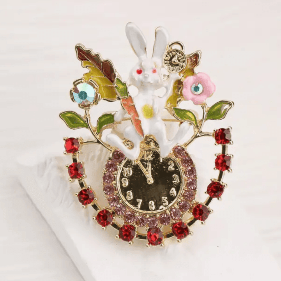 'I'm Late' Rabbit Enamel & Sparkle Brooch — photo 2 of 3