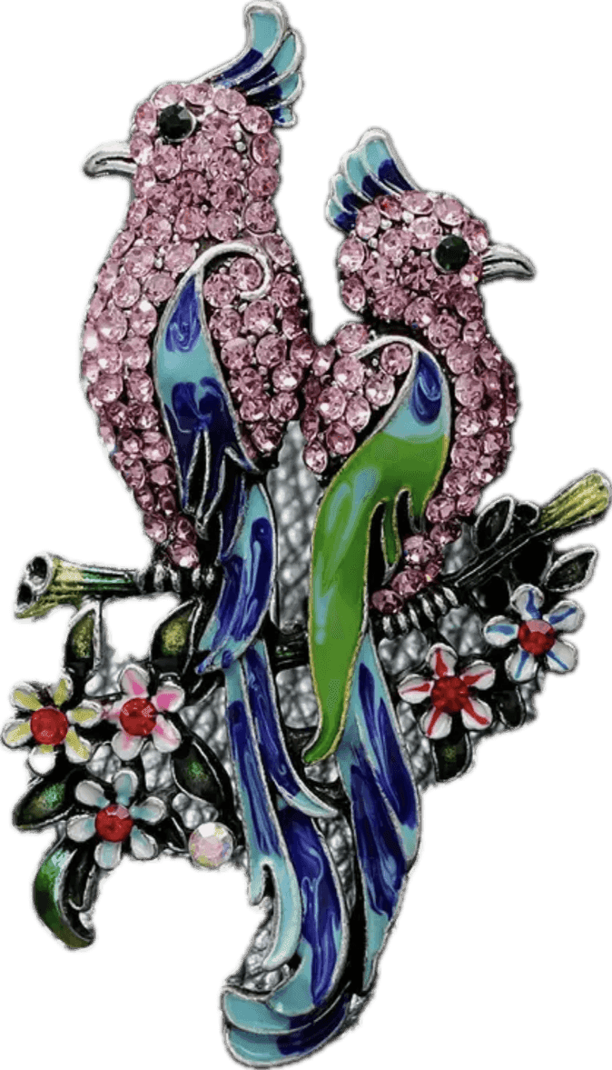Birds on Branch Enamel & Sparkle Brooch