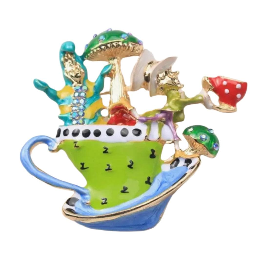 Mad Hatter Teacup Enamel & Sparkle Brooch — photo 3 of 4
