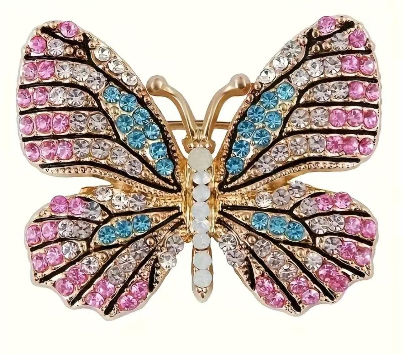 Pink Butterfly Sparkle Brooch