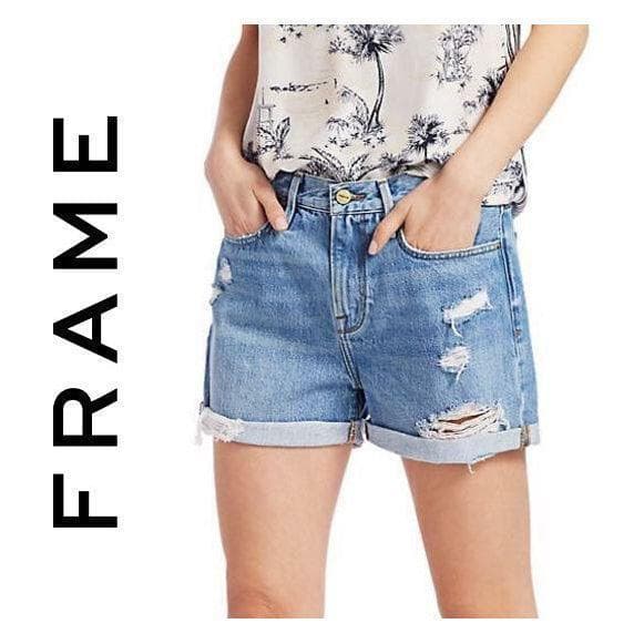 NWT- Frame Denim 'Le Beau' Cuffed Short Elsey Rips Wash- Size 32 — photo 1 of 6