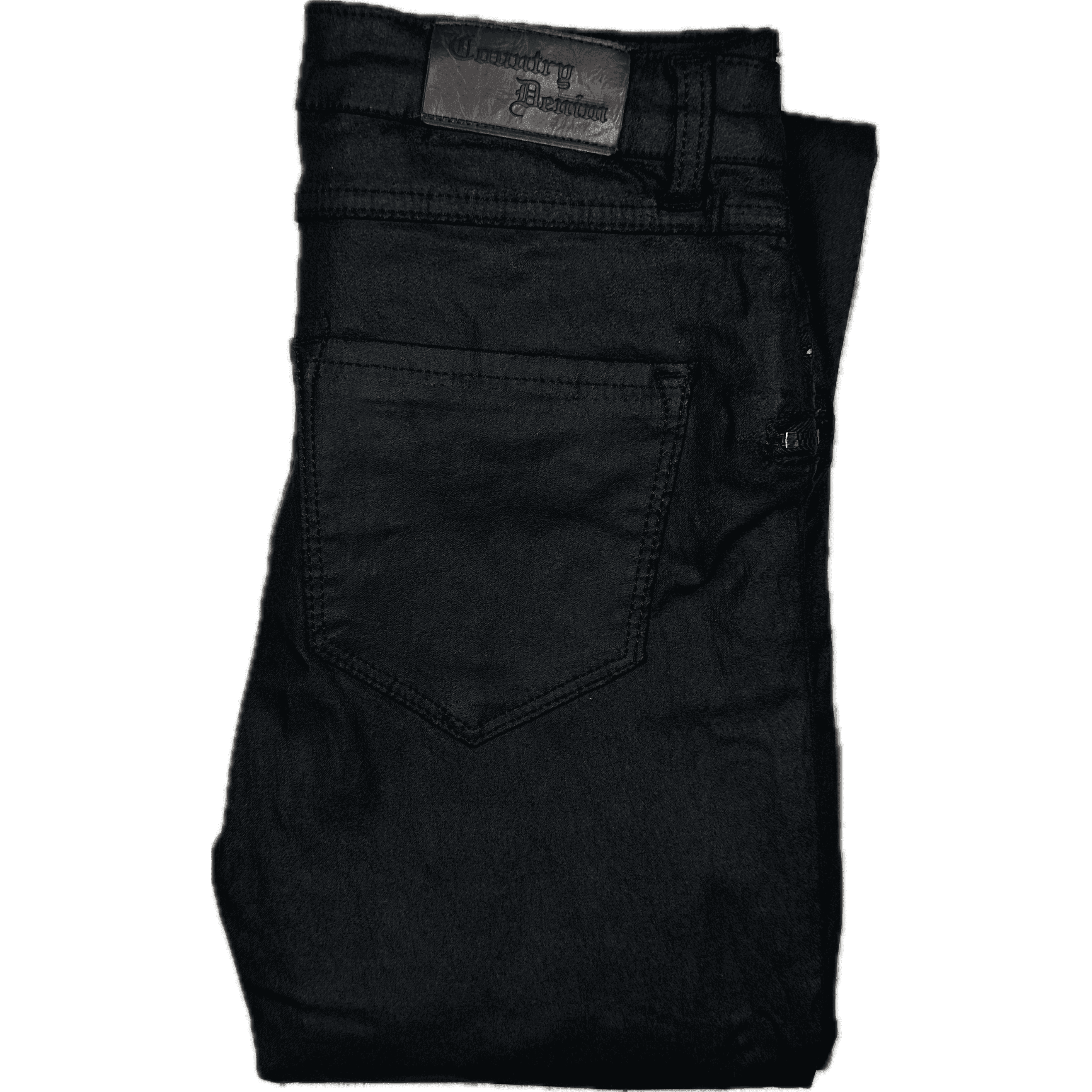 Country Denim Black Coated Skinny Zip Pocket Jeans -Size 7 — photo 2 of 7