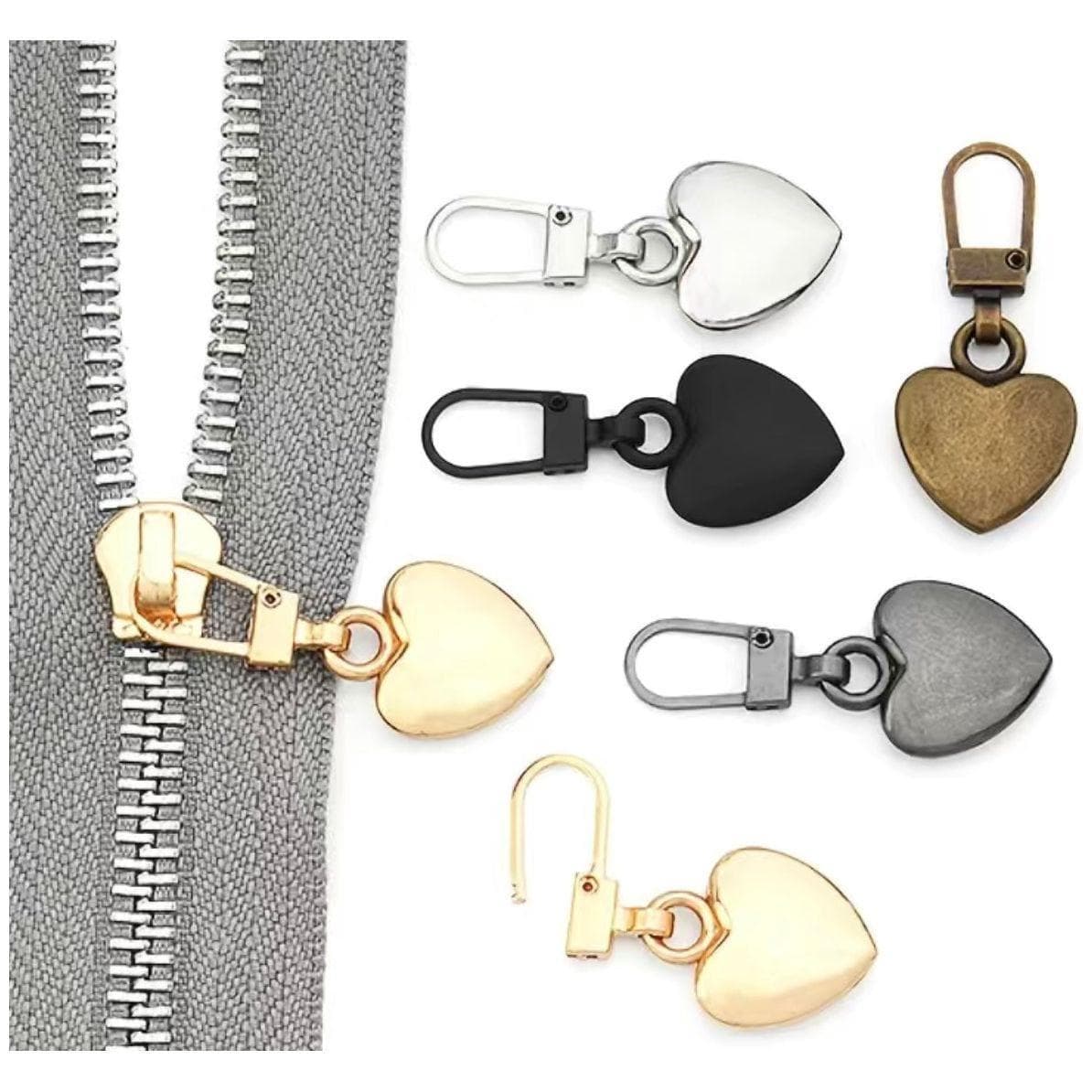 Gunmetal Heart Clip on Zipper Pull Replacement Repair Kit — photo 4 of 4