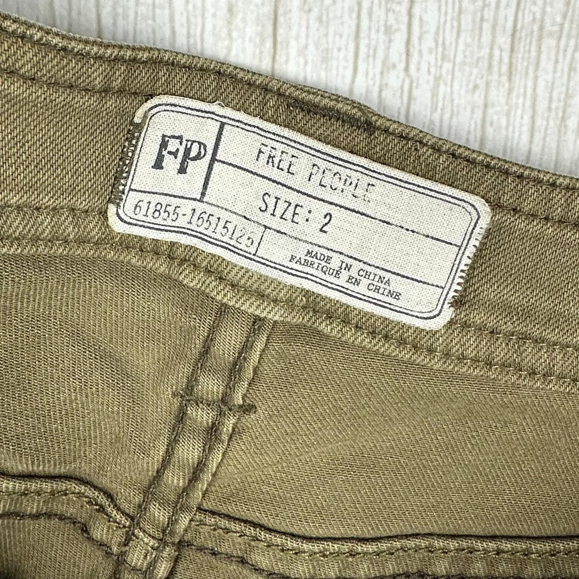 Free People Khaki Distressed Cargo Jeans -Size 6 — photo 5 of 6
