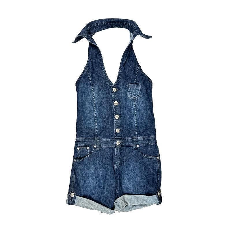 Bebe Denim Halter Jumpsuit Romper Playsuit - Size S — photo 1 of 5