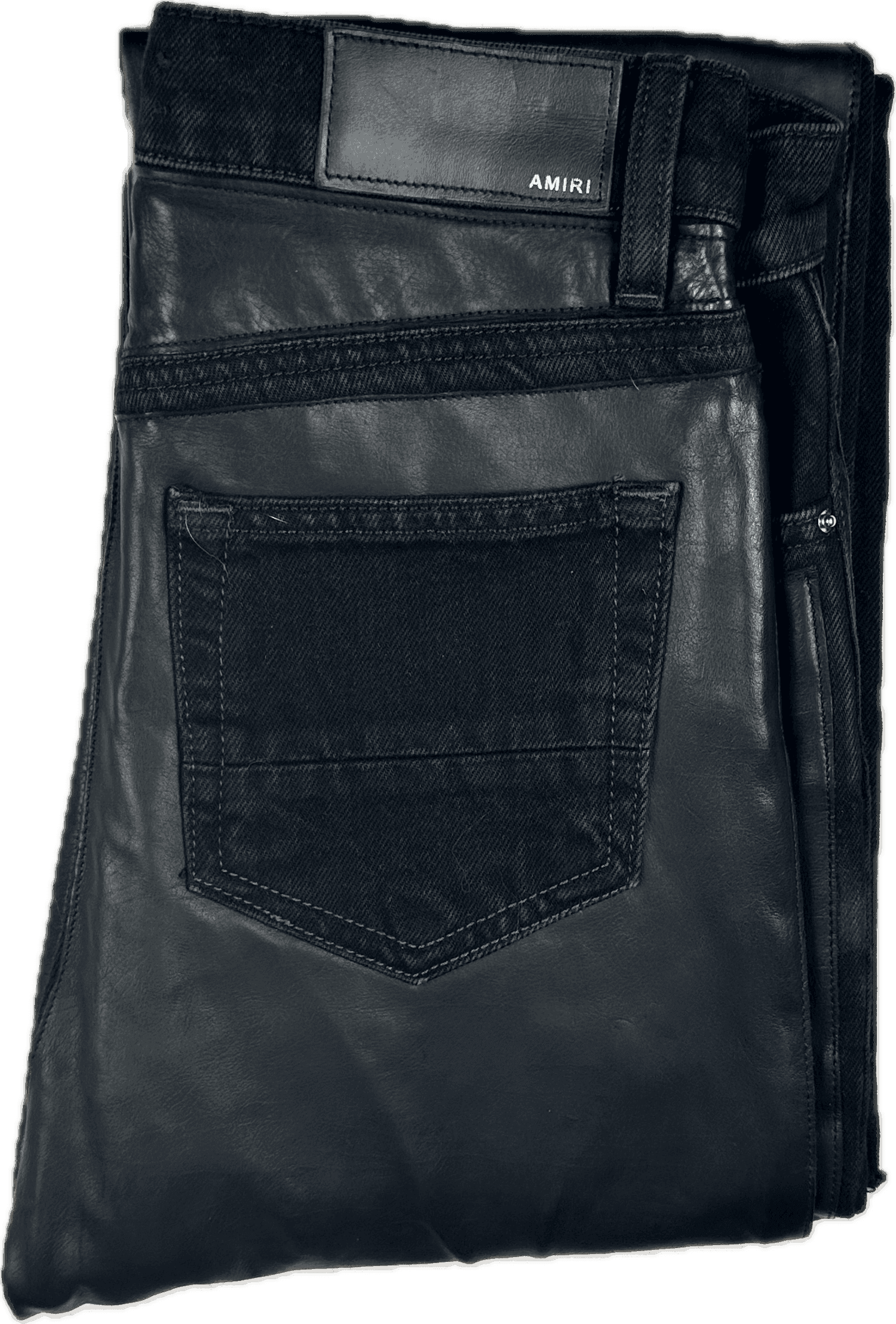 Amiri Black Leather & Denim Kick Flare Jeans- Size 26 or 8AU — photo 10 of 11