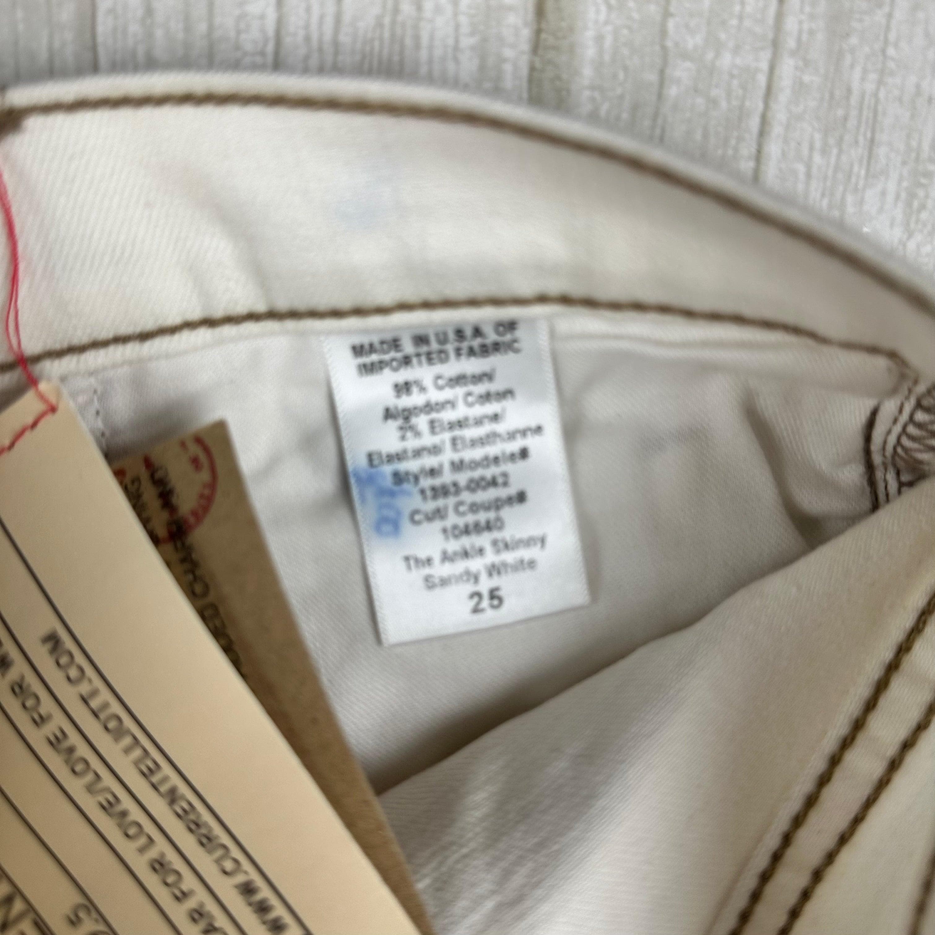 NWT- Current/Elliot 'The Ankle Skinny ' Sandy White Jeans- Size 25 — photo 7 of 7