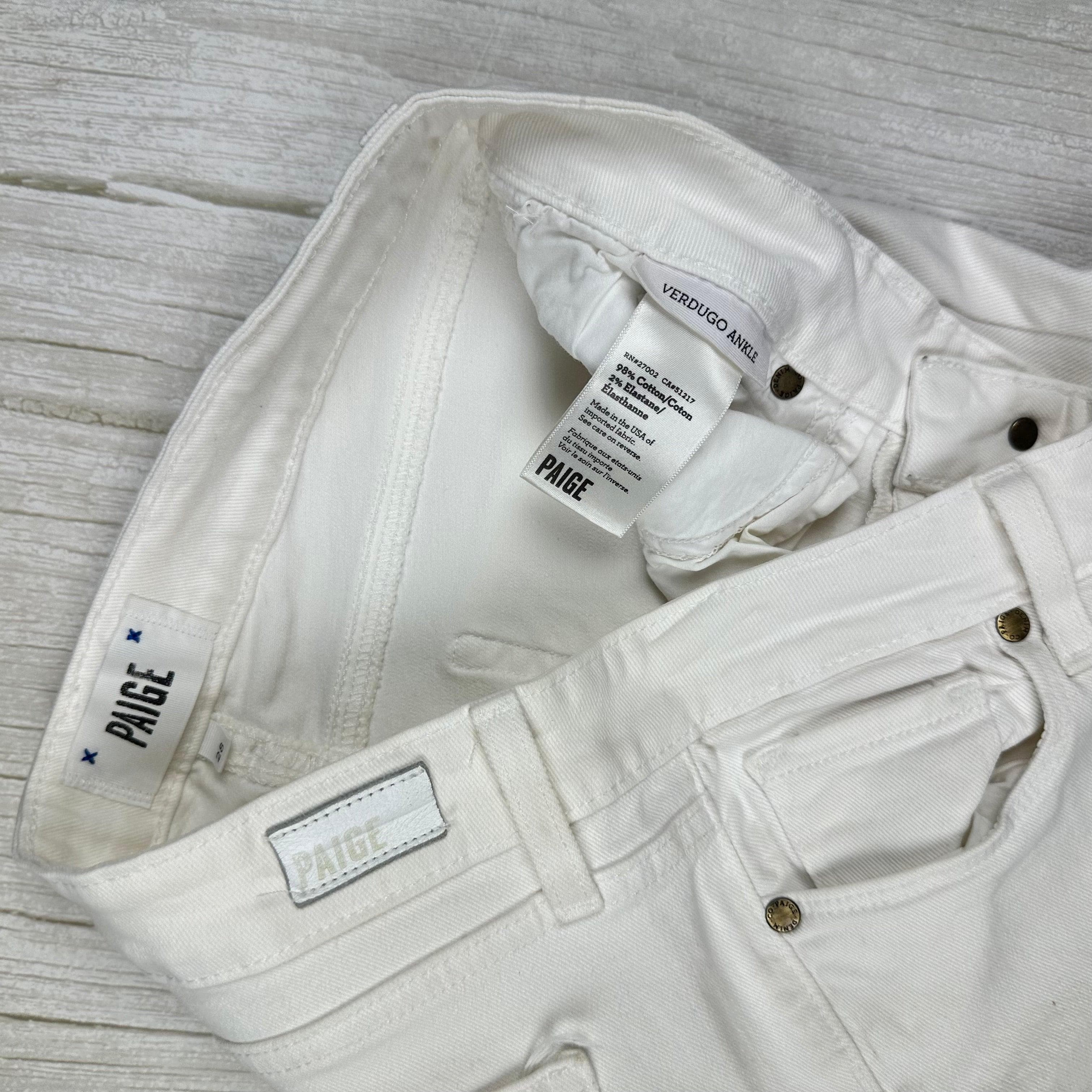 Paige Denim 'Verdugo Ankle' White Stretch Zip Jeans- Size 28 — photo 6 of 8