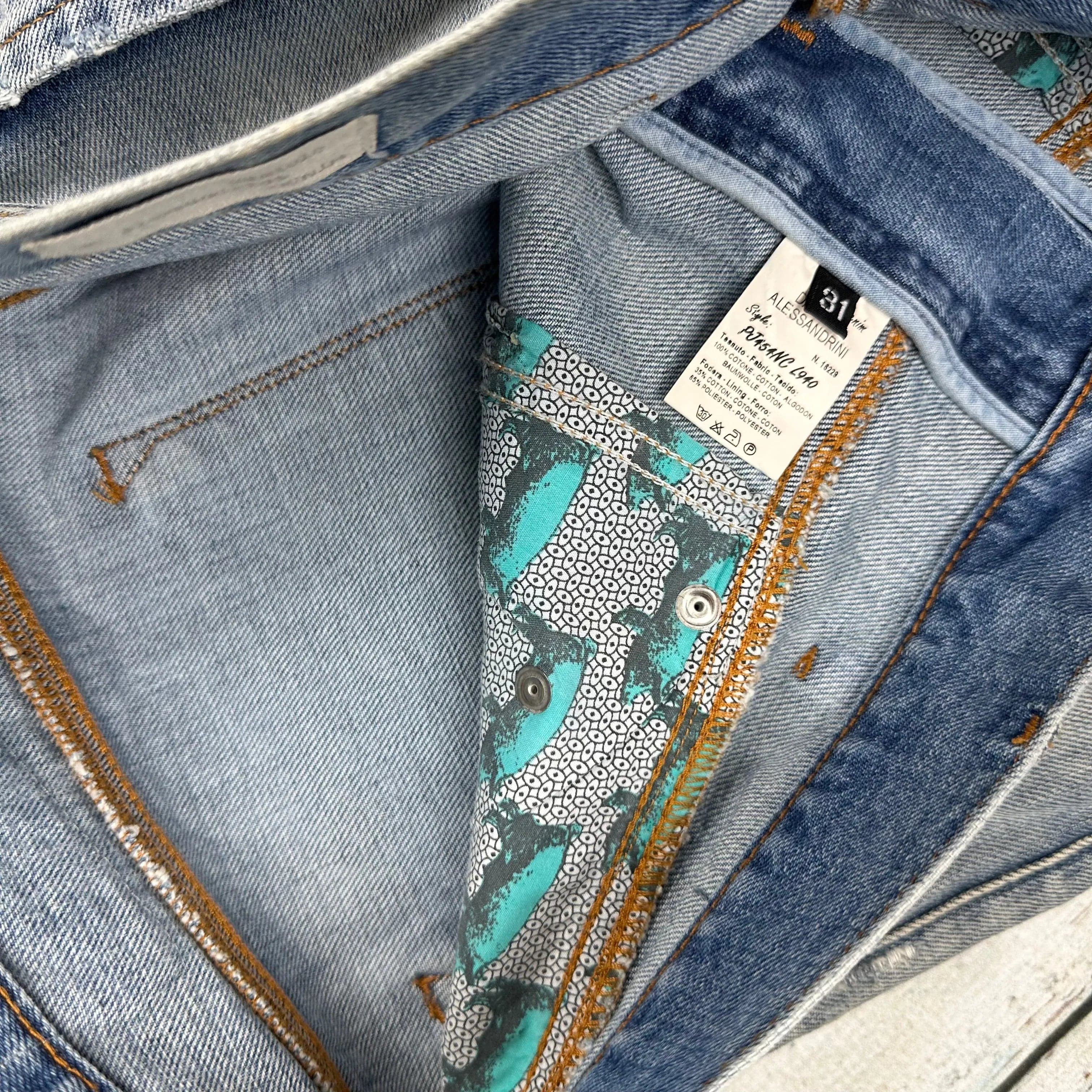 NWT -Daniele Alessandrini Italian '24 Beers' Distressed Jeans - 31 — photo 7 of 8