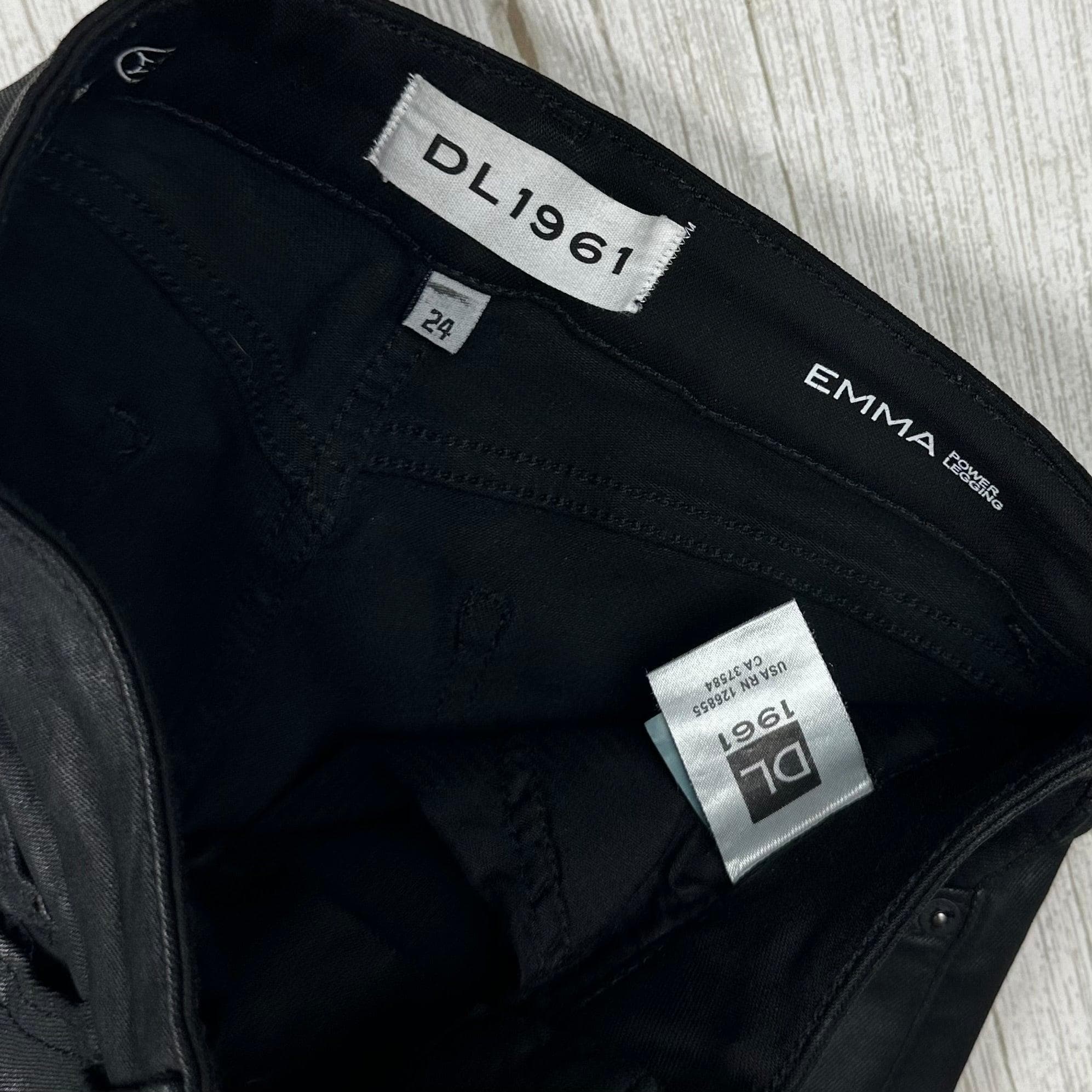 DL1961 'Emma' Black Coated Power Skinny Jeans -Size 24" — photo 7 of 8