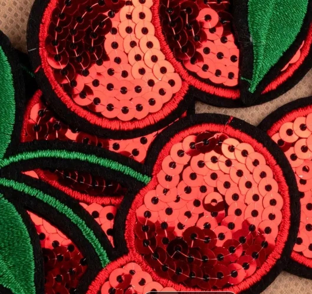 Cherries- Embroidered Sequin Iron On Patch — photo 4 of 5