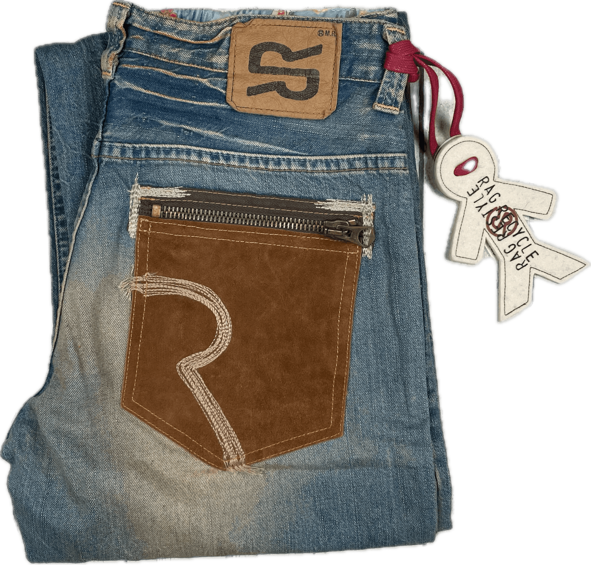 NWT - RA-RE Italian Boys 'Bordone' Distressed Leather Pocket Jeans - Size 14 — photo 2 of 6