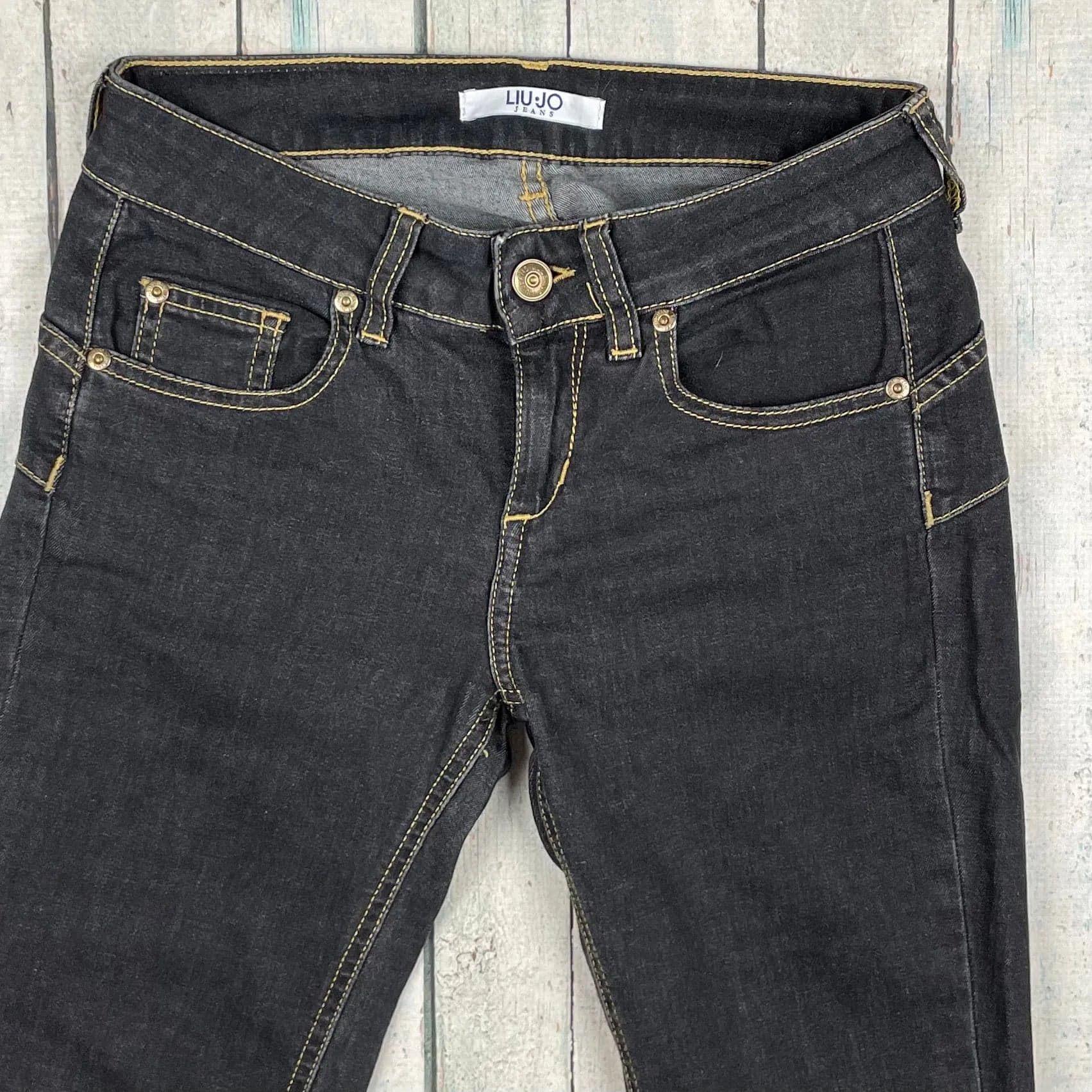 LUI-JO Italian Crystal Stud Charcoal Stretch Skinny Jeans -Size 26 — photo 3 of 7