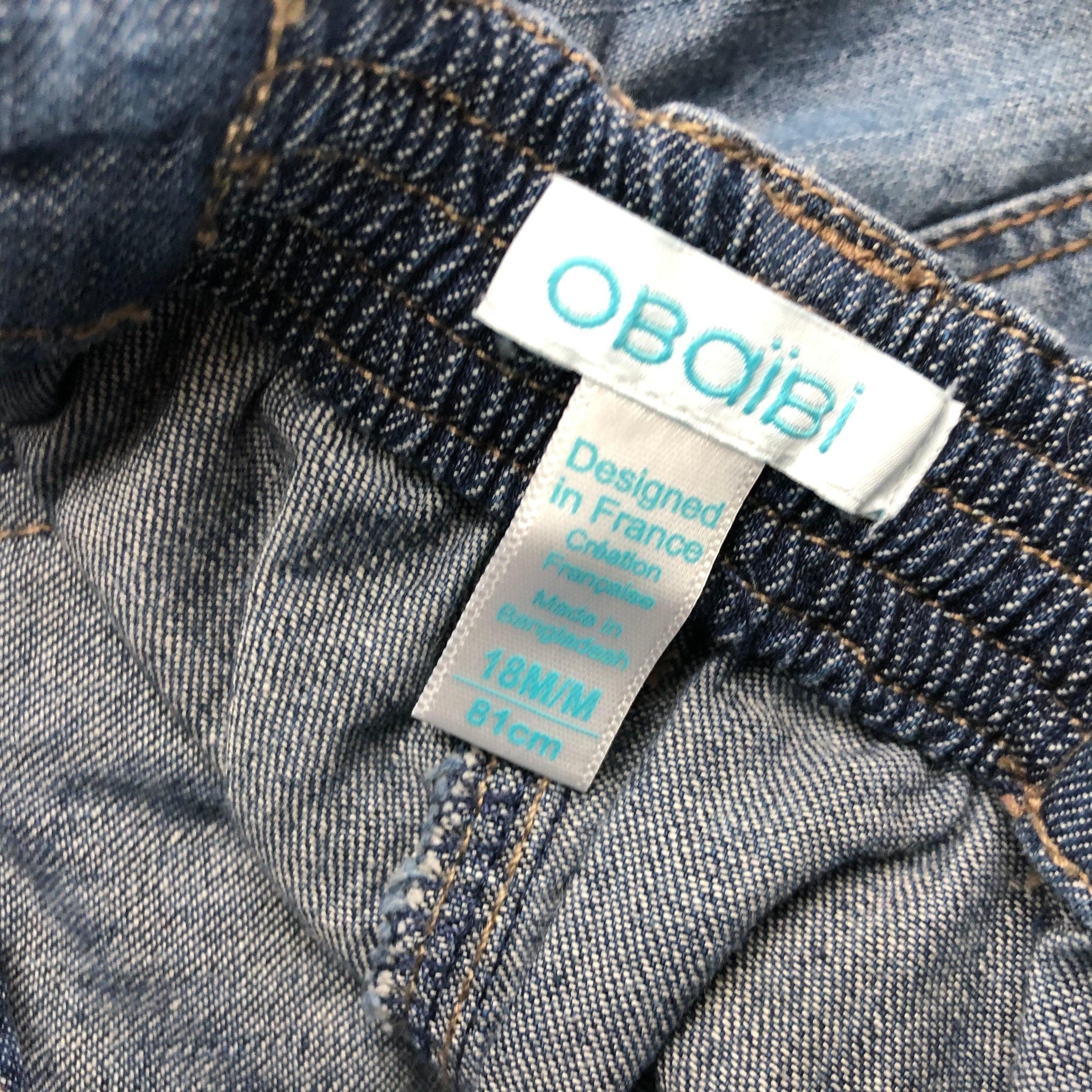 Obaibi France Lightweight Denim Bib Front Denim Shortalls - Size 18M — photo 4 of 7