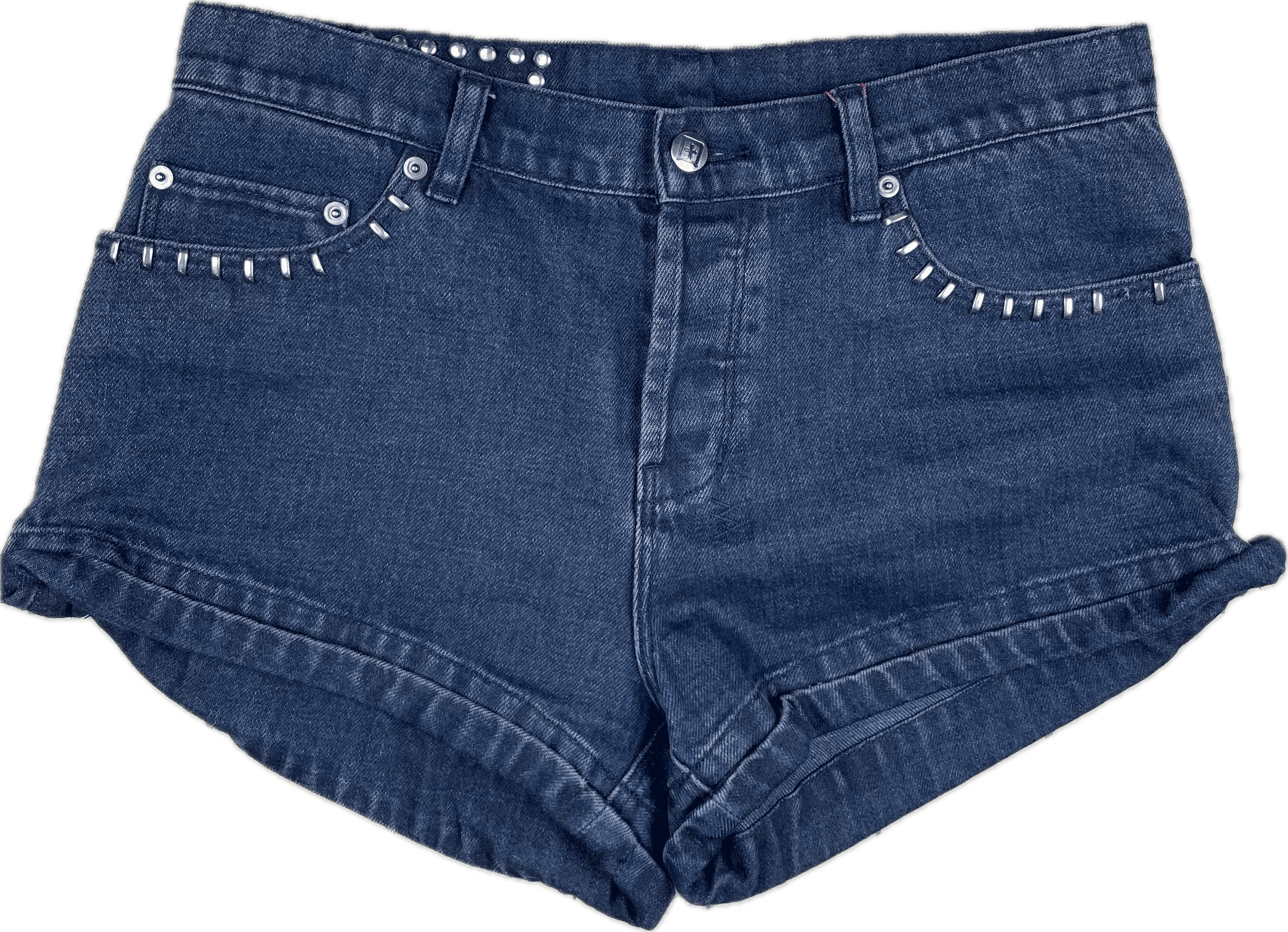Ksubi 'Cee Cee' Navy Bipolar Studded Denim Shorts - Size 29 — photo 1 of 5