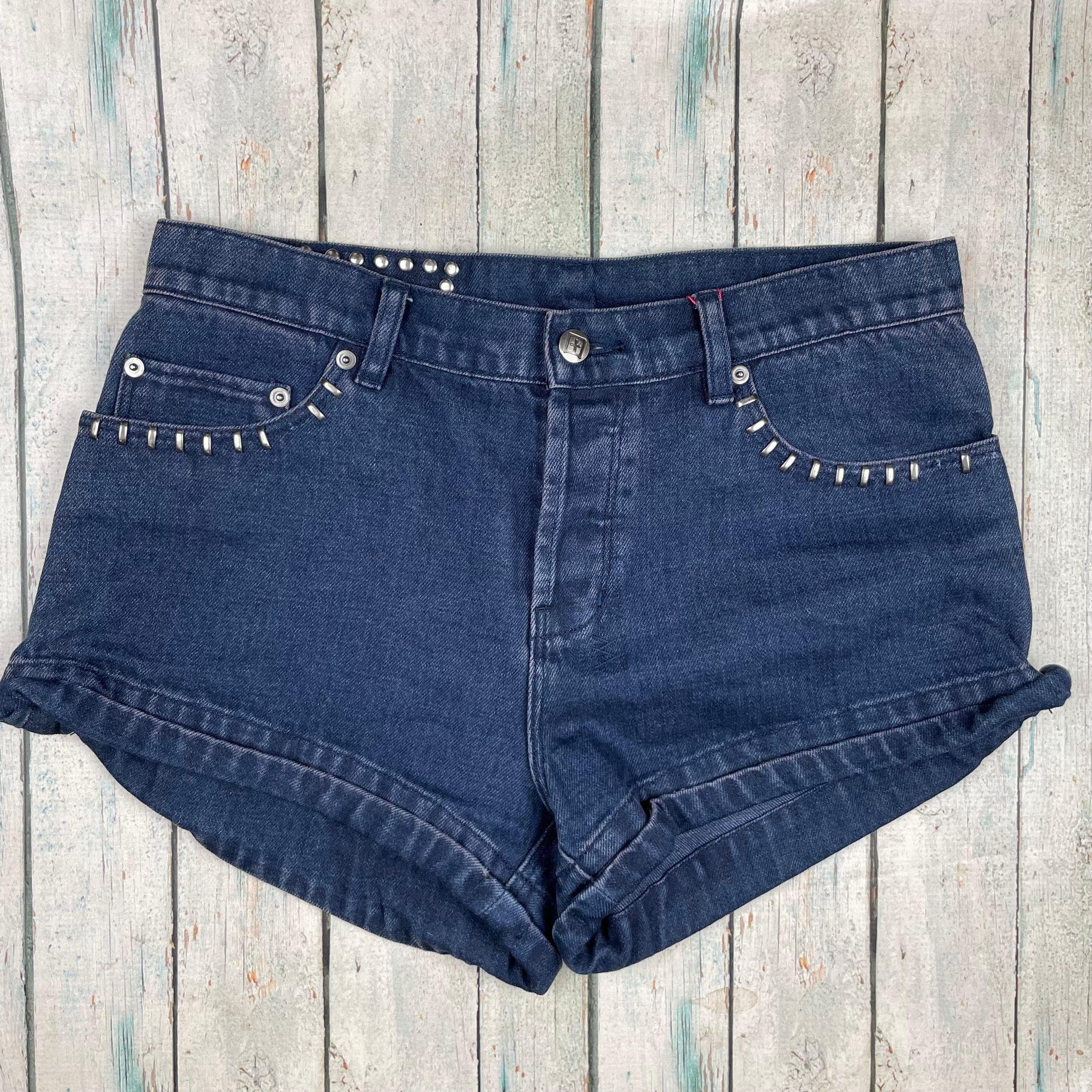 Ksubi 'Cee Cee' Navy Bipolar Studded Denim Shorts - Size 29 — photo 4 of 5