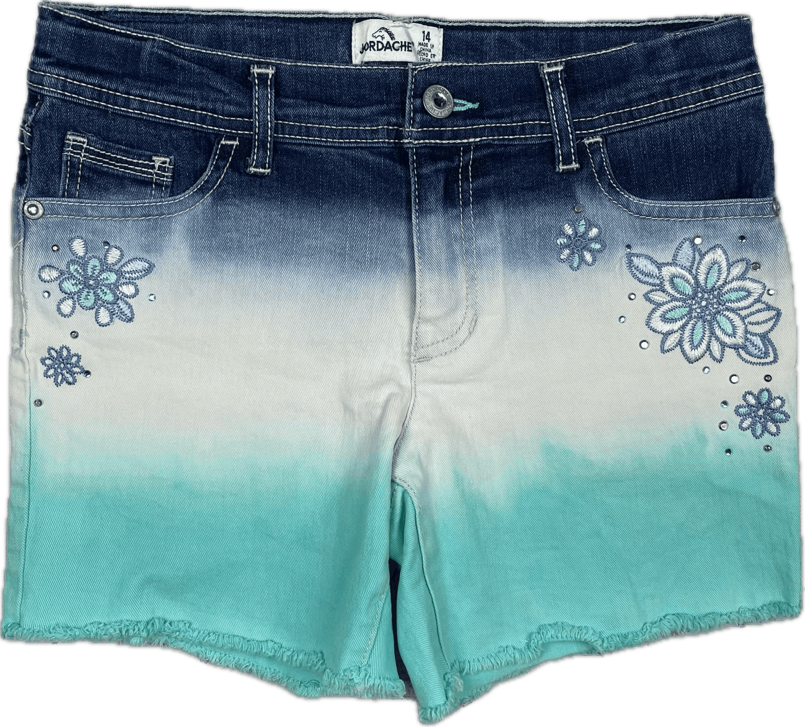 Girls Jordache dip Dye Embroidered Denim Shorts - Size 14 Years — photo 1 of 6
