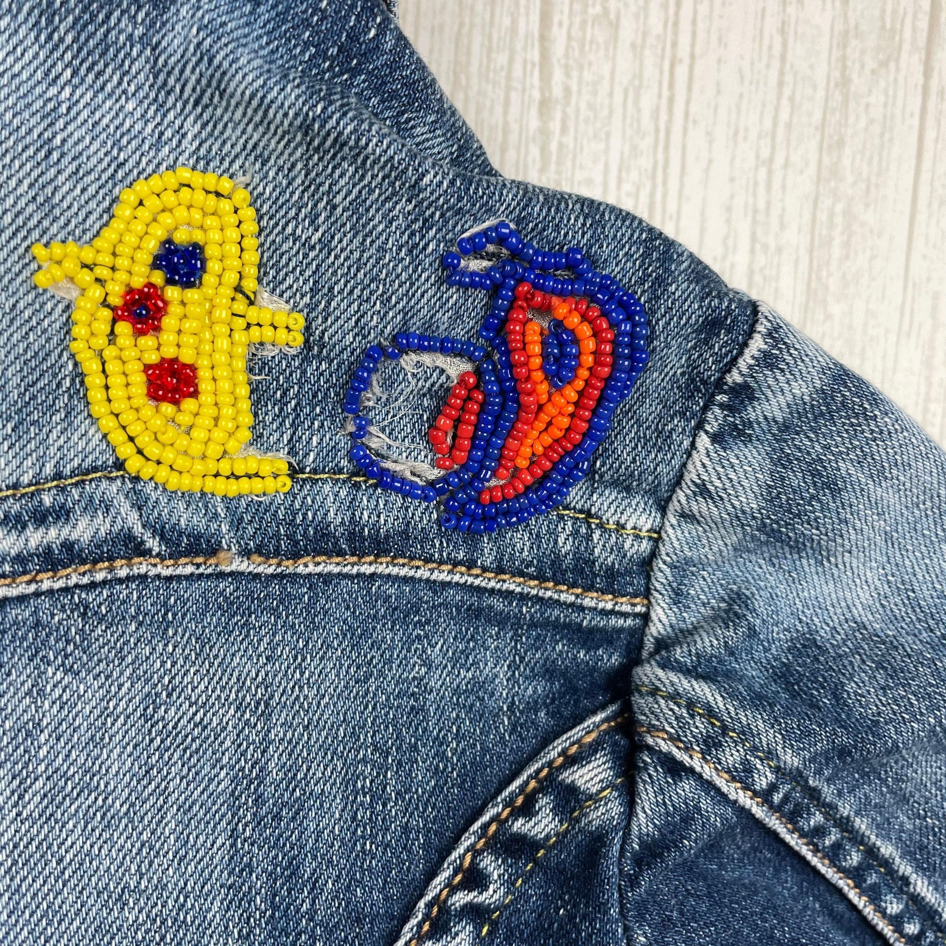 Nolita Pocket Denim Blazer Jacket with Beaded Logo Back - Size 6Y — photo 4 of 5