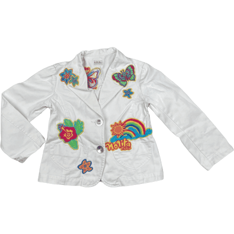 Nolita Pocket White Denim Blazer Jacket with Embroidered Patches - Size 6Y — photo 1 of 5