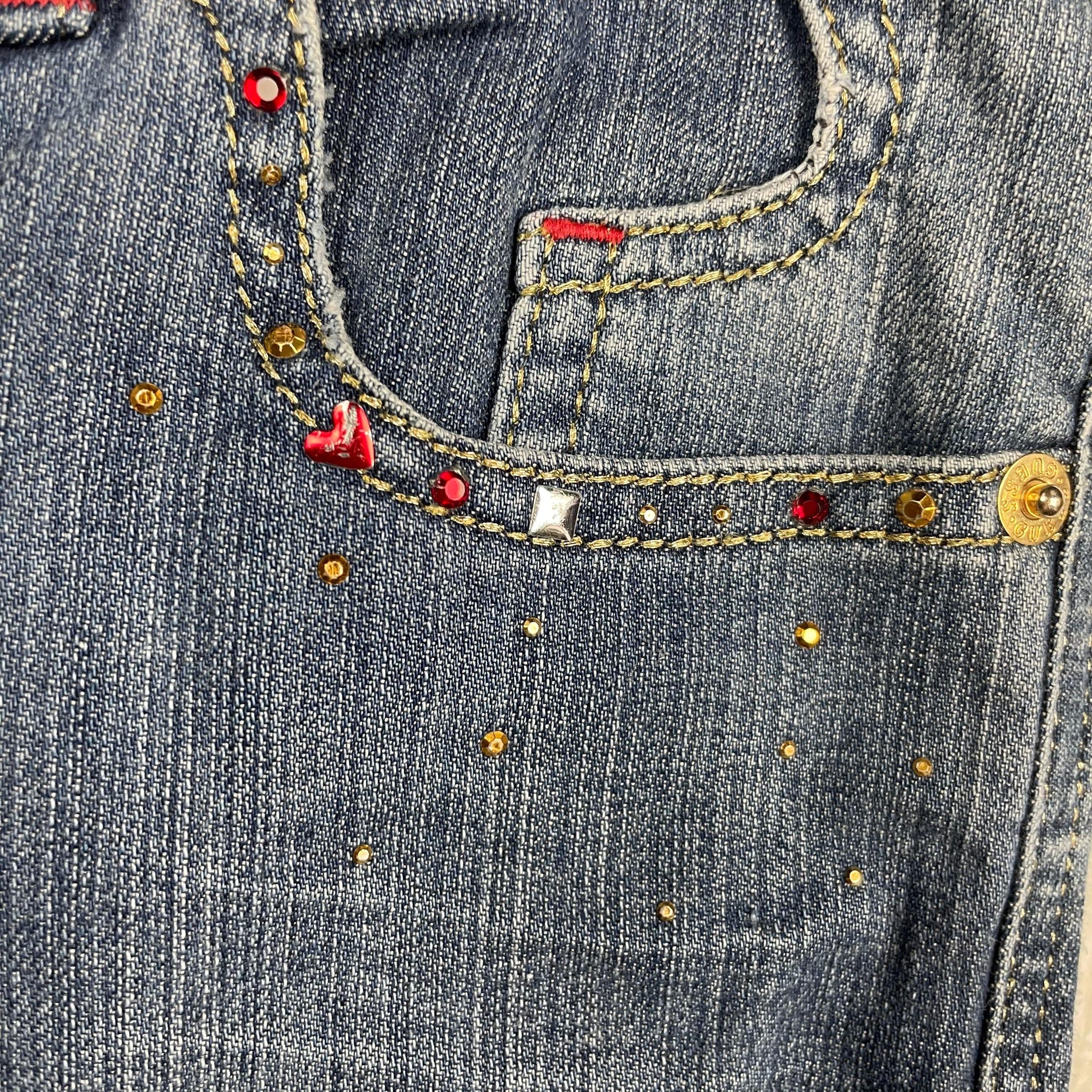 Guess Girls Crystal Logo Pocket Ankle Zip Jeans - Size 10 — photo 6 of 7