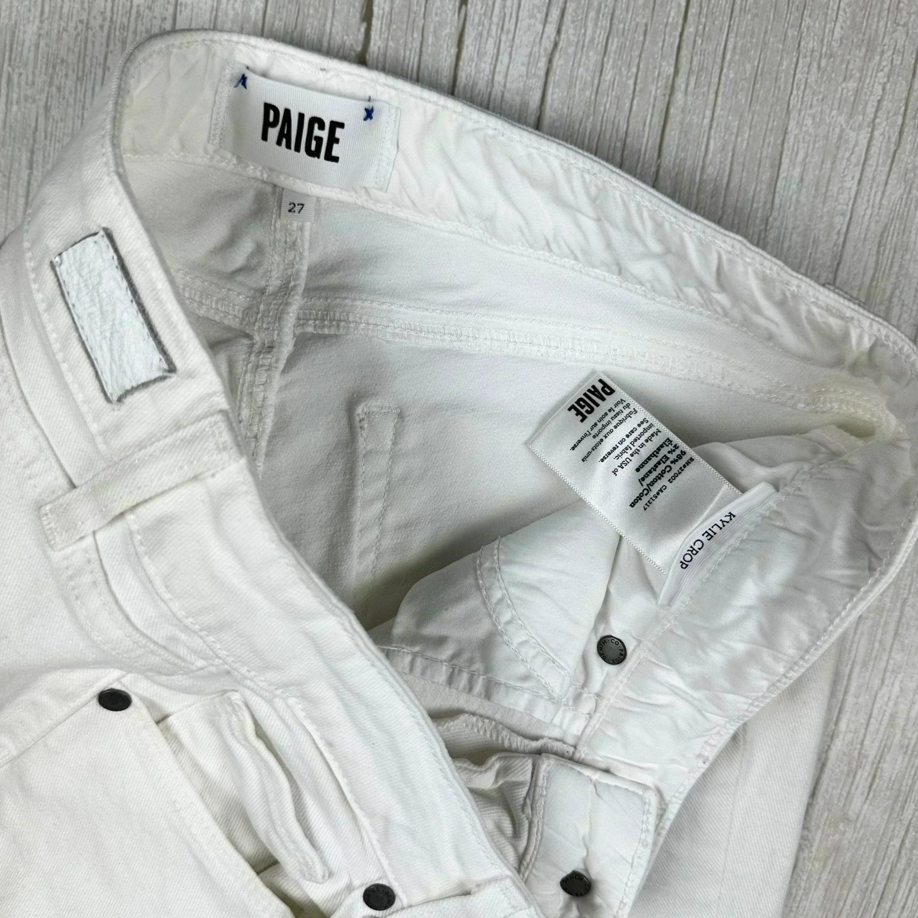Paige Denim 'Kylie Crop' White Stretch Jeans- Size 27 — photo 6 of 7
