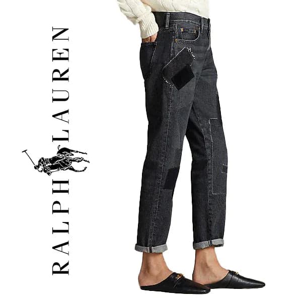 NWT-Ralph Lauren 'Avery Boyfriend' Black Patch Denim Jeans - Size 32 — photo 1 of 5