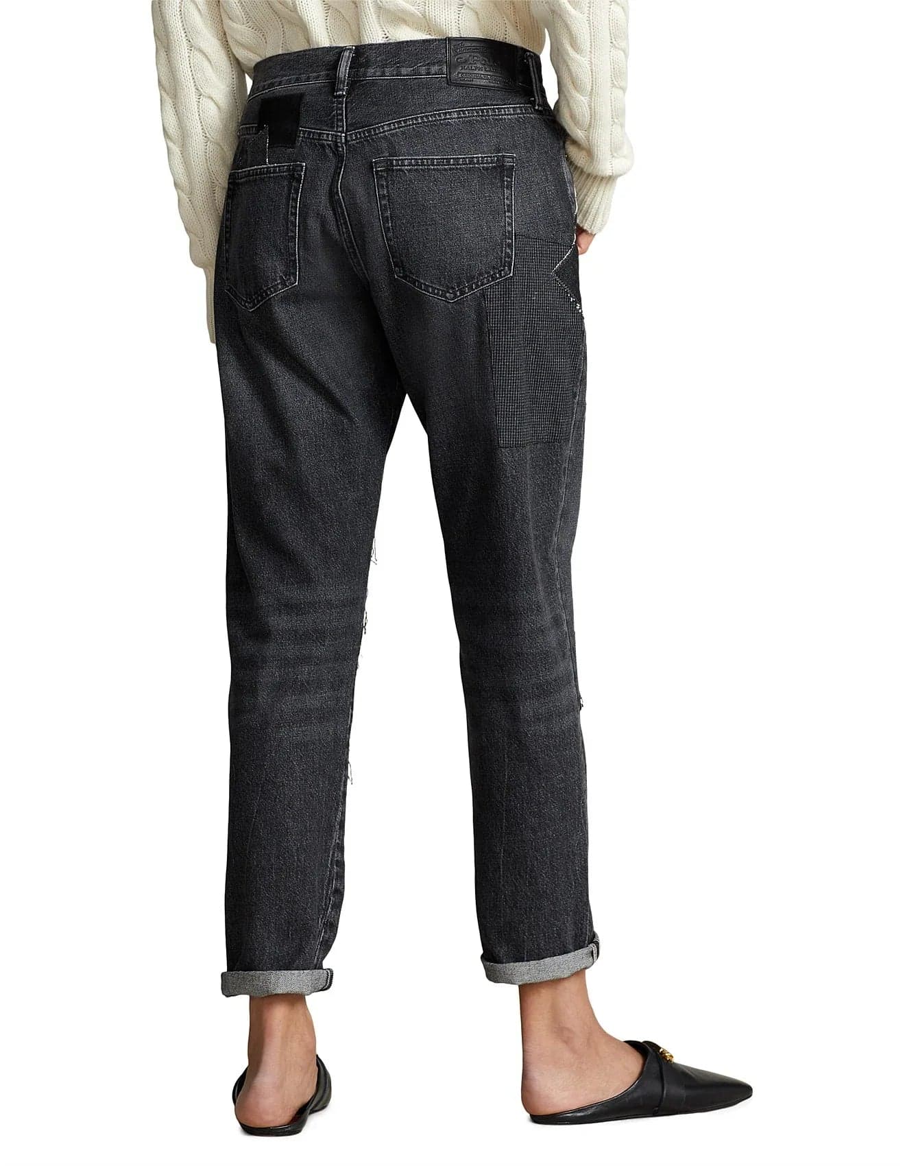 NWT-Ralph Lauren 'Avery Boyfriend' Black Patch Denim Jeans - Size 32 — photo 5 of 5