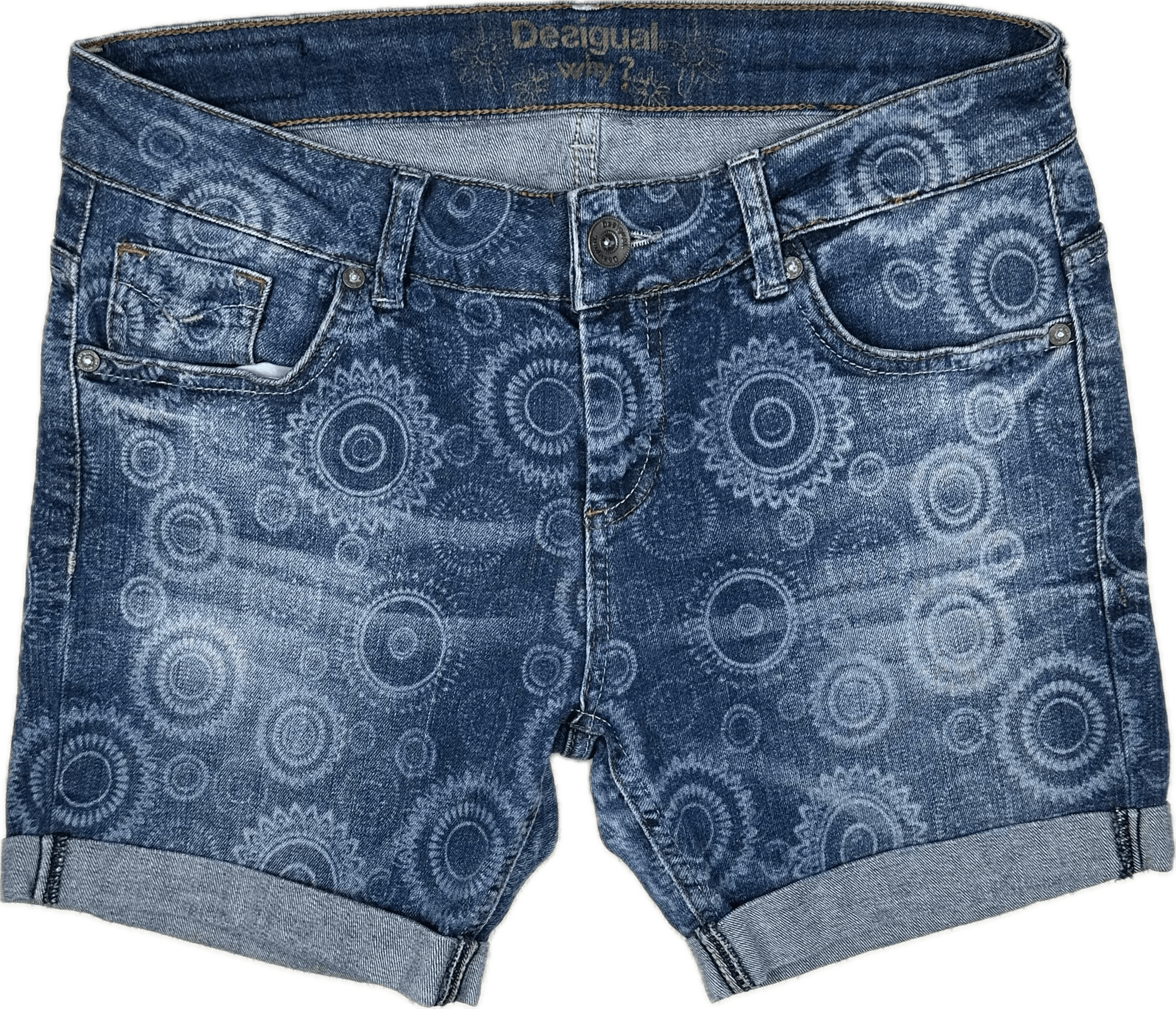 Desigual Ladies Printed Cuffed Denim Shorts -Size 30 — photo 1 of 4