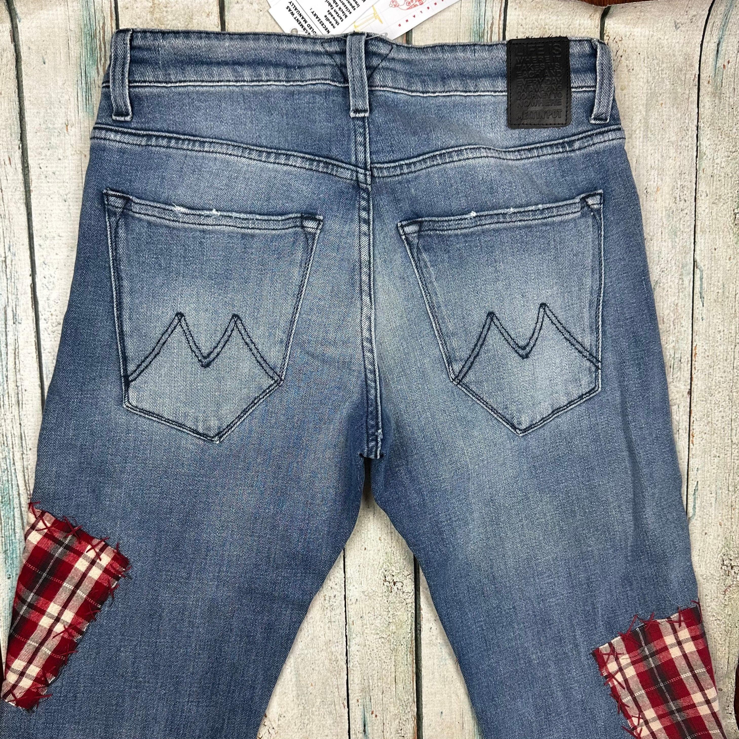 NWT - Meltin' Pot Italian Made 'Melton' Patch Jeans - Size 29 — photo 5 of 6