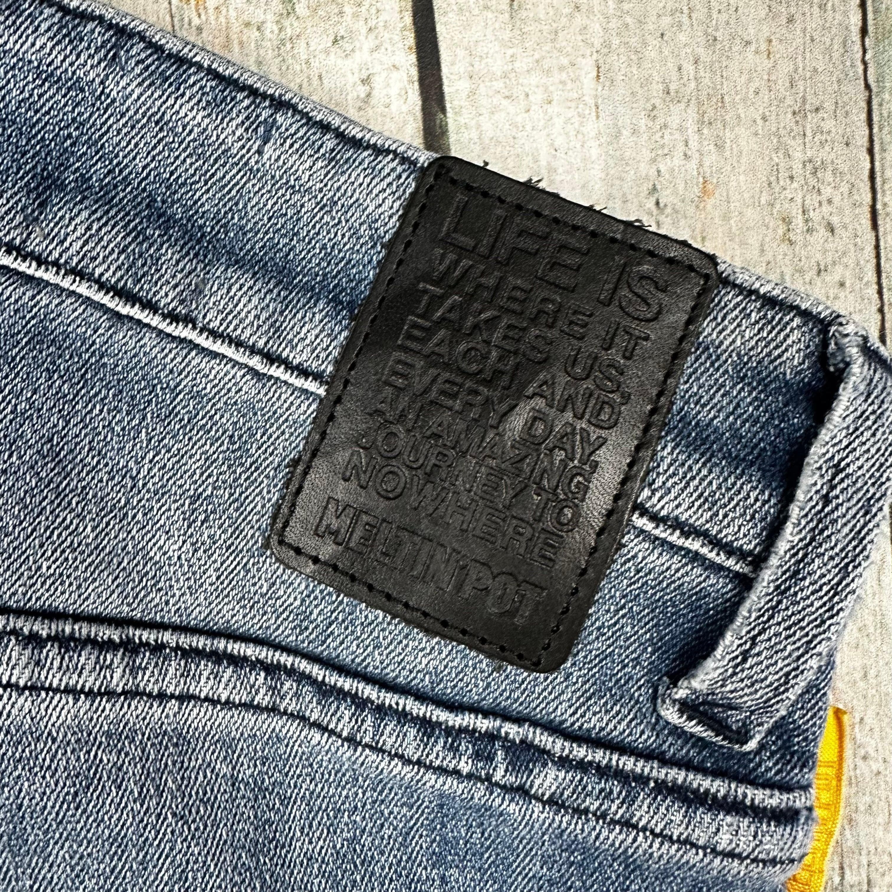 NWT - Meltin' Pot Italian Made 'Melton' Patch Jeans - Size 29 — photo 6 of 6