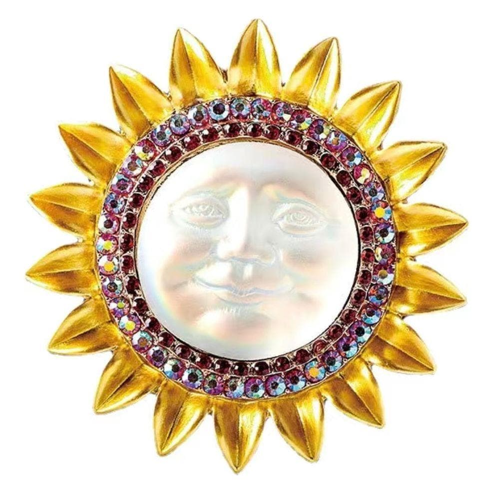 Sun/Moon Face Jewelled Brooch — photo 2 of 2